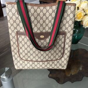 Gucci Beige Monogram Tote Bag